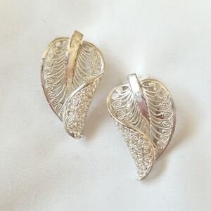 Vintage EB Sterling Germany Leaf Earrings